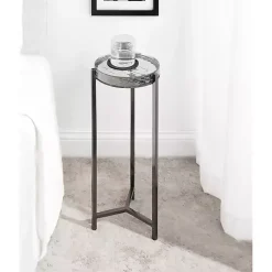 Kirklands Home Accent & End Tables|Round Pewter Aguilar Accent Table