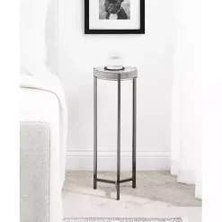 Kirklands Home Accent & End Tables|Round Pewter Aguilar Accent Table