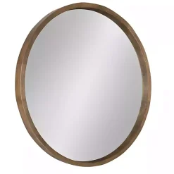 Kirklands Home Decorative Mirrors|Round Rustic Wood Hutton Mirror Brown
