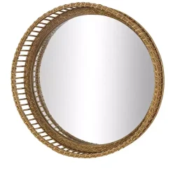 Kirklands Home Decorative Mirrors|Round Seagrass and Bamboo Wall Mirror