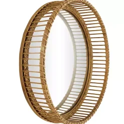 Kirklands Home Decorative Mirrors|Round Seagrass and Bamboo Wall Mirror