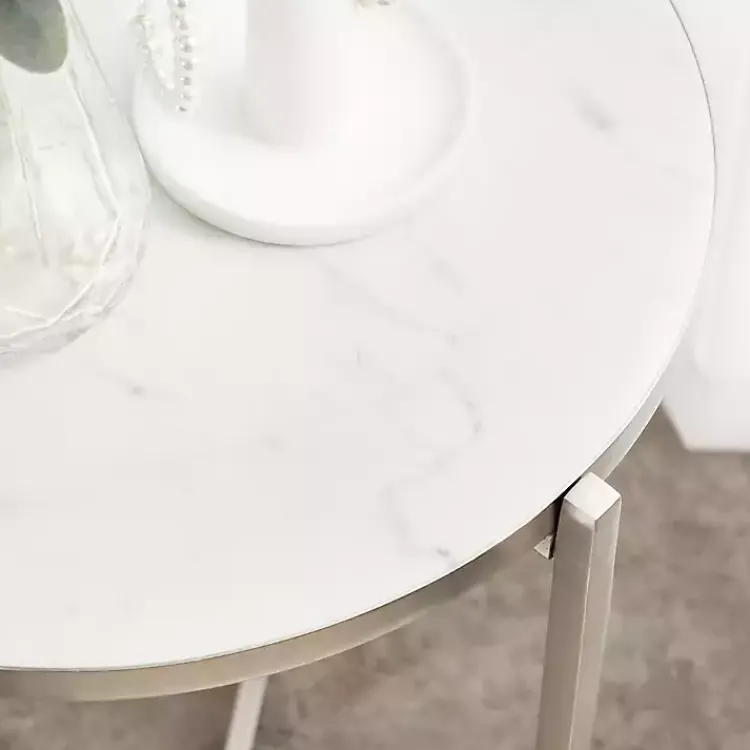 Kirklands Home Accent & End Tables|Round Aguilar Accent Table Silver