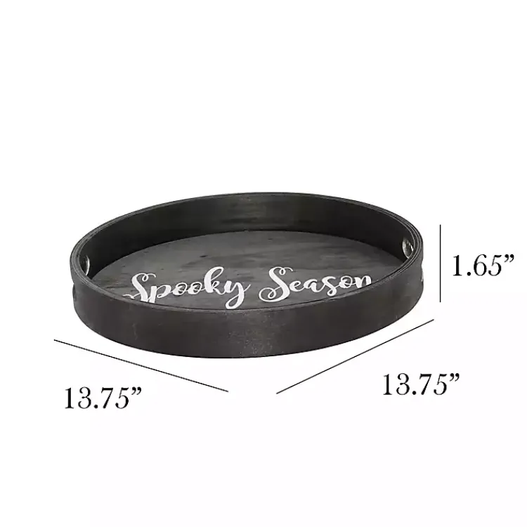 Hot Round Spooky Season Wood Tray Halloween