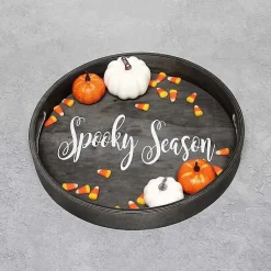 Hot Round Spooky Season Wood Tray Halloween