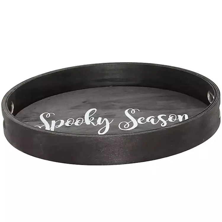 Hot Round Spooky Season Wood Tray Halloween
