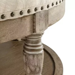 Kirklands Home Benches & Ottomans|Round Cepheus Tufted Ottoman Tan