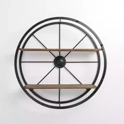 Kirklands Home Shelves|Round Wagon Wheel Wall Shelf