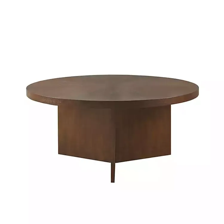 Kirklands Home Coffee Tables|Round Walnut Wood Starburst Coffee Table Brown