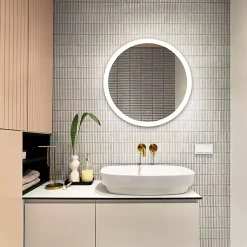 Kirklands Home Decorative Mirrors|Round Whit LED Wall Mirror