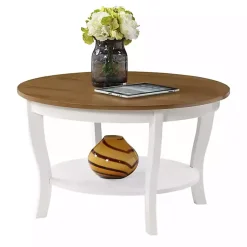 Kirklands Home Coffee Tables|Round and Natural Curved Legs Coffee Table White