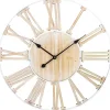 Kirklands Home Clocks|Round White Metal and Wood Wall Clock