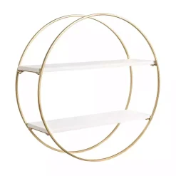 Kirklands Home Shelves|Round White Wood Sequoia Wall Shelf