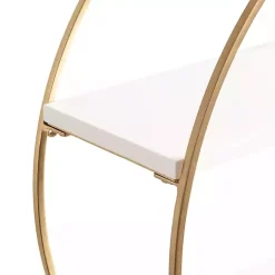 Kirklands Home Shelves|Round White Wood Sequoia Wall Shelf