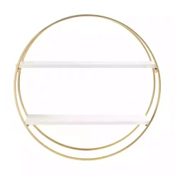 Kirklands Home Shelves|Round White Wood Sequoia Wall Shelf