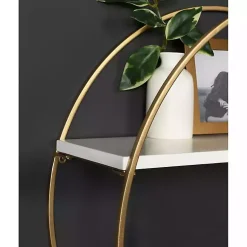 Kirklands Home Shelves|Round White Wood Sequoia Wall Shelf