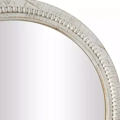 Kirklands Home Decorative Mirrors|Round Whitewash Beaded Wall Mirror