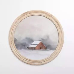 Kirklands Home Framed Art|Round Winter Barn Framed Art Print