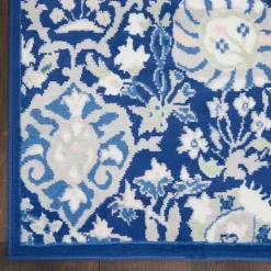 Kirklands Home Area Rugs|Royal Blue Floral Motif Area Rug, 5x7