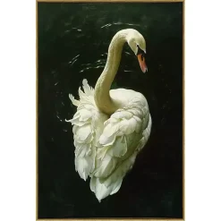 Kirklands Home Canvas Art|Royal Swan Framed Canvas Art Print