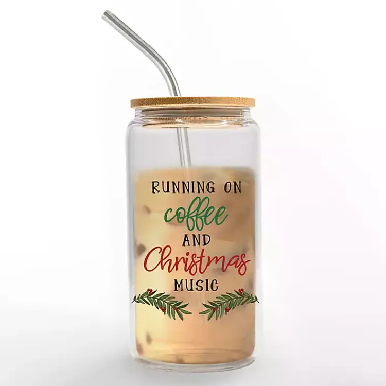 Clearance Running on Coffee & Christmas Music Glass Tumbler Christmas Dining & Entertaining