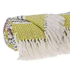 Discount Rust and Neon Herringbone Multi Striped Throw Blankets & Throws