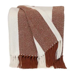 Outlet Rust Chalet Striped Fringe Throw Blankets & Throws