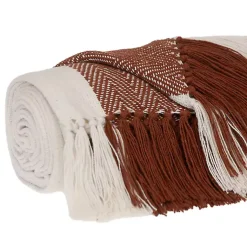 Outlet Rust Chalet Striped Fringe Throw Blankets & Throws
