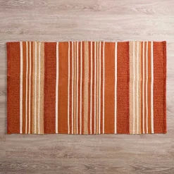 Kirklands Home Accent Rugs|Rust Chenille Striped Scatter Rug Orange