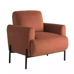 Kirklands Home Accent Chairs|Rust Velvet Upholstered Knox Accent Chair Orange