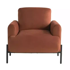 Kirklands Home Accent Chairs|Rust Velvet Upholstered Knox Accent Chair Orange