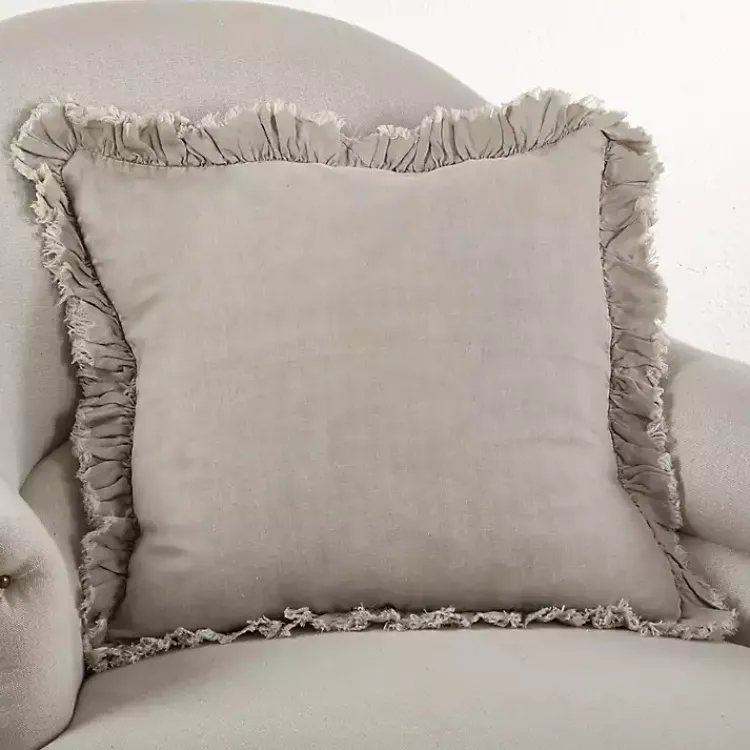 Discount Rustic Beige Ruffled Edge Throw Pillow Pillows