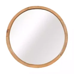 Kirklands Home Decorative Mirrors|Rustic Brown Acacia Round Wall Mirror