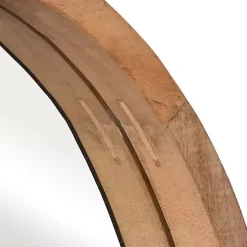 Kirklands Home Decorative Mirrors|Rustic Brown Acacia Round Wall Mirror