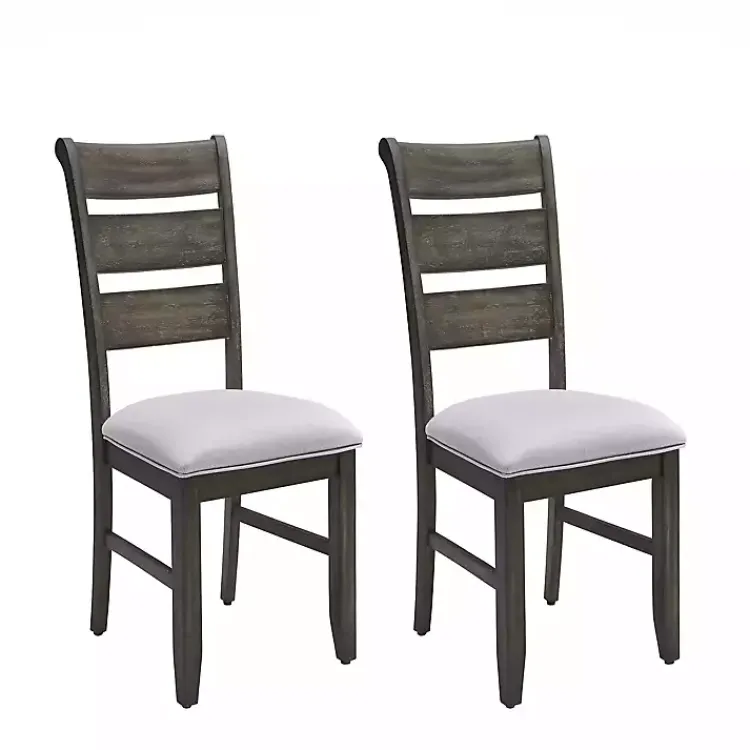 Kirklands Home Dining Chairs|Rustic Brown Slat Back Dining Chairs, Set of 2 Gray
