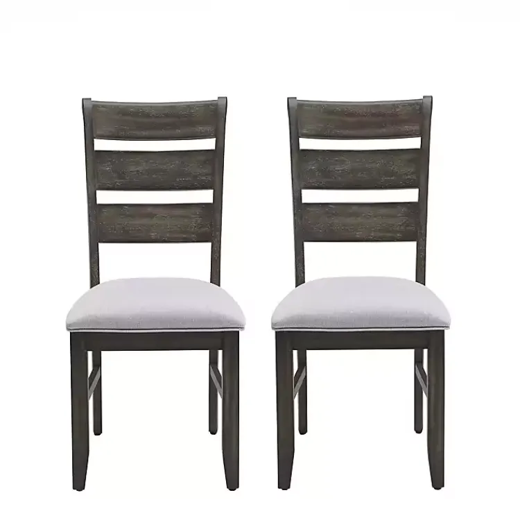 Kirklands Home Dining Chairs|Rustic Brown Slat Back Dining Chairs, Set of 2 Gray