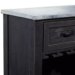 Kirklands Home Cabinets & Sideboards|Rustic Galvanized Top Wine Cabinet Black