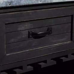 Kirklands Home Cabinets & Sideboards|Rustic Galvanized Top Wine Cabinet Black