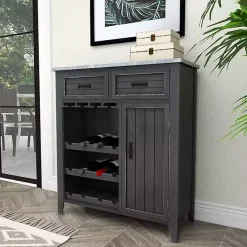 Kirklands Home Cabinets & Sideboards|Rustic Galvanized Top Wine Cabinet Black