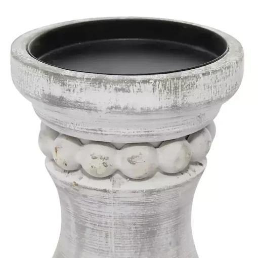 Outlet Rustic Gray Carved 3-pc. Candle Holder Set Candle Holders