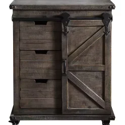 Kirklands Home Cabinets & Sideboards|Rustic Fir Wood Rolling Barn Door Cabinet Gray