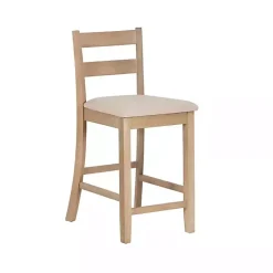 Kirklands Home Bar Stools & Counter Height Stools|Rustic Graywash Wood Upholstered Counter Stool Brown