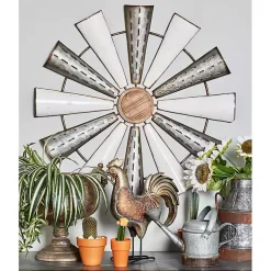 Kirklands Home Wall Plaques|Rustic Metal Windmill Wall Plaque