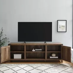Kirklands Home Tv Stands & Media Consoles|Rustic Oak Barn Door TV Stand Brown
