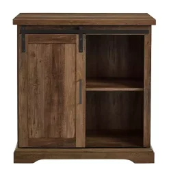 Kirklands Home Cabinets & Sideboards|Rustic Oak Grooved Sliding Barn Door Cabinet Brown