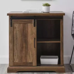 Kirklands Home Cabinets & Sideboards|Rustic Oak Grooved Sliding Barn Door Cabinet Brown