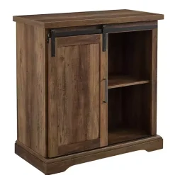 Kirklands Home Cabinets & Sideboards|Rustic Oak Grooved Sliding Barn Door Cabinet Brown