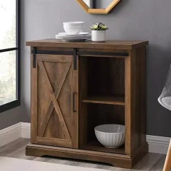 Kirklands Home Cabinets & Sideboards|Rustic Oak Sliding Barn Door Cabinet Brown