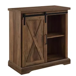 Kirklands Home Cabinets & Sideboards|Rustic Oak Sliding Barn Door Cabinet Brown
