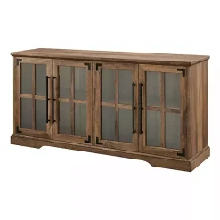 Kirklands Home Tv Stands & Media Consoles|Rustic Oak Window 4-Door TV Stand Brown