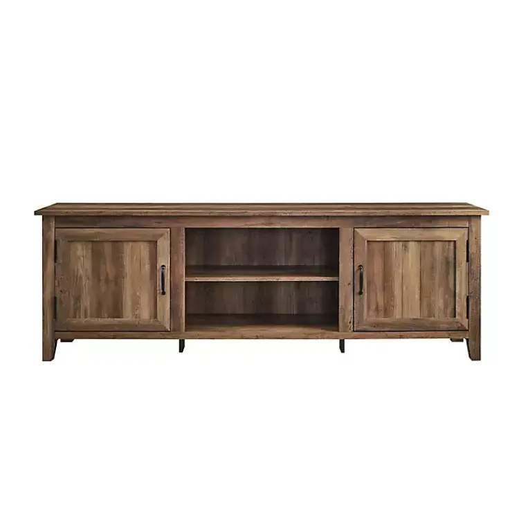 Kirklands Home Tv Stands & Media Consoles|Rustic Oak Wood Grooved Door TV Stand Brown